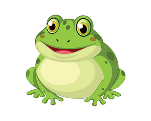 a cartoon picture of a frog with a yellow smile eps vector
