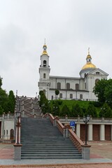   Vitebsk, Belarus, July 19, 2025. The wide main staircase to the cathedral.                             