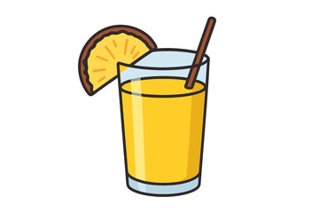 Refreshing orange juice beverage in glass with pineapple garnish glass of pineapple juice