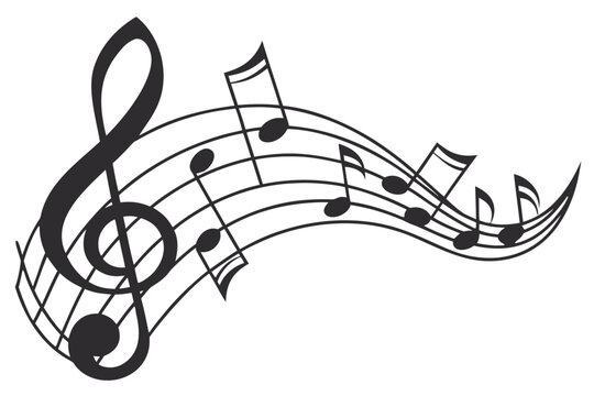 Musical notes and treble clef on a