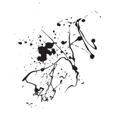 Abstract Black Ink Splatter and Drips
