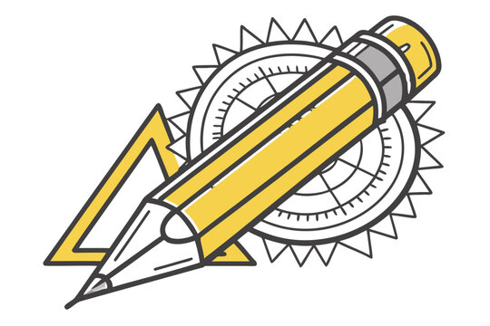 Pencil, triangle, and compass on