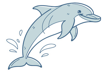 Naklejka premium Happy dolphin leaping from the water with splashes