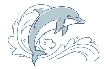 Naklejka premium Joyful dolphin jumping through a wave