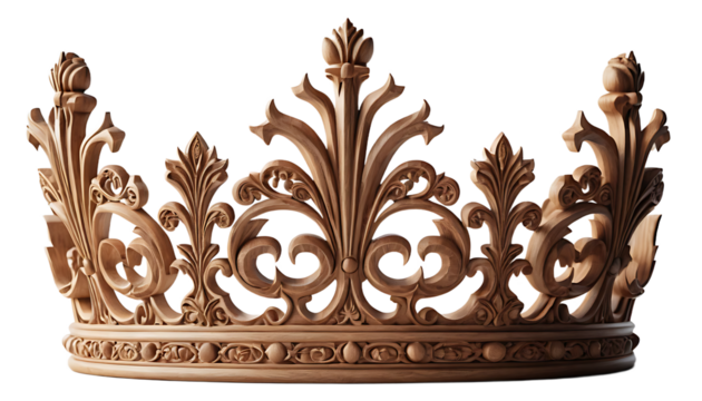 wooden crown on transparent background