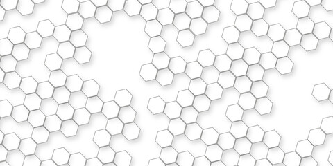 white abstract hexagon with various seamless retro modern geometric elements, Abstract White Hexagon Background with Geometric Pattern, Minimalist Design, Modern Texture, and Clean Shapes.