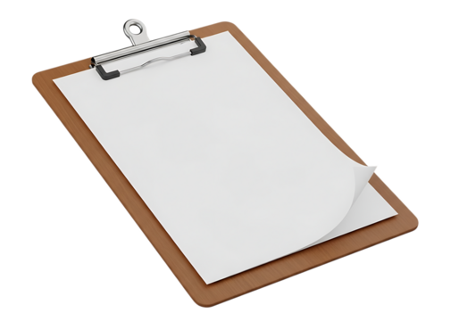 Realistic Clipboard with Blank Paper Ready for Notes and Task Management
