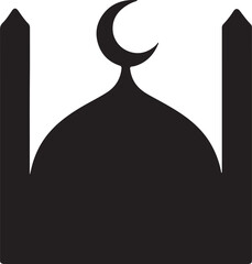 Mosque top view silhouette EPS, Islamic architecture vector for spiritual and religious design.