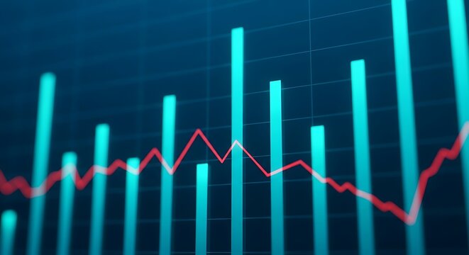 Abstract closeup of a financial stock market graph with a red trend line - Powered by Adobe