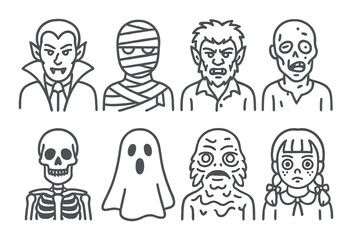 Mental processes silhouette icon set. featuring memory, thinking, task management, time, and planning symbols