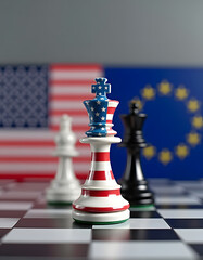 Naklejka premium Political chess game between the United States and the European Union.