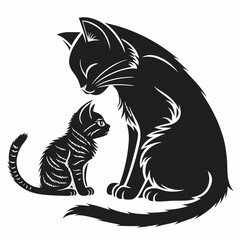 Cat Carrying Yarn Silhouette Vector