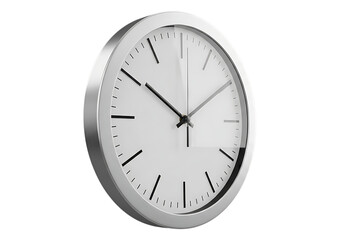 Fototapeta premium Silver wall clock with white face isolated on black background design