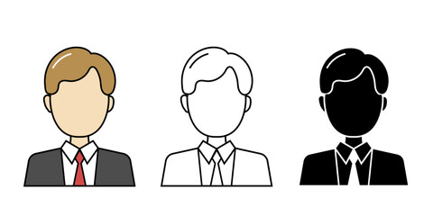 Business man icon, professional employee and corporate worker symbols for office, company, and management vector illustration.