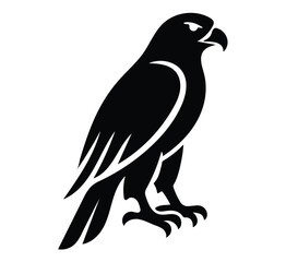 Fototapeta premium Black falcon bird silhouette logo on white background