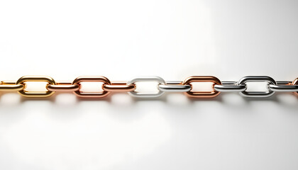 Obraz premium Close-up of a colorful chain on a white background