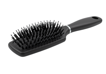 Black Paddle Hair Brush Simple Grooming Essential isolated on transparent background