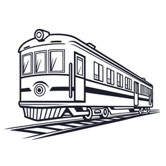 Classic electric train on a railway line, a retro symbol of public transportation and travel adventure