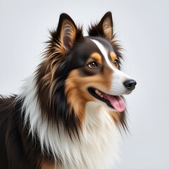 Fototapeta premium An adult Shetland Sheepdog with a majestic coat, intelligent eyes, loyal nature, graceful stance, playful spirit.