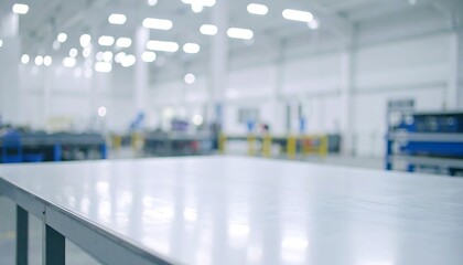 Clean manufacturing space featuring a pristine white workbench surface