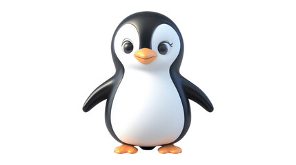 Obraz premium Adorable Penguin Character with Big Eyes isolated on a Transparent or white Background