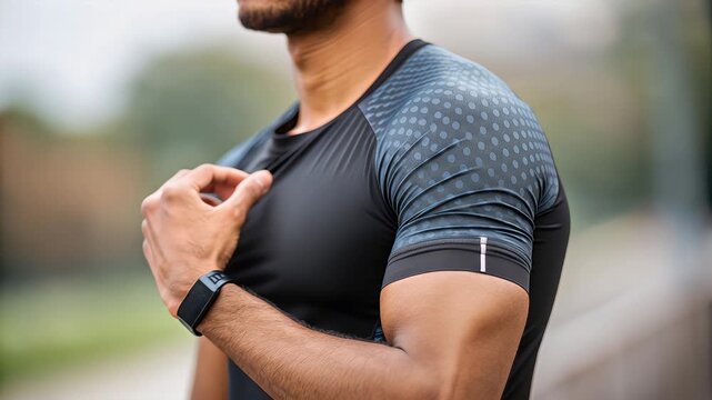 Compression shirt athlete outdoor stretch fit athletic muscle short sleeve moisture wicking breathable black modern sleek texture pattern comfort