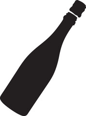 Elegant vector silhouette of a classic champagne bottle with celebratory bubbles and a subtle gradient effect