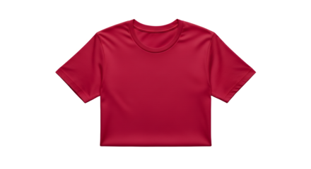 Red Crop Top TShirt Mockup Isolated on White Background for Fashion Design and Apparel