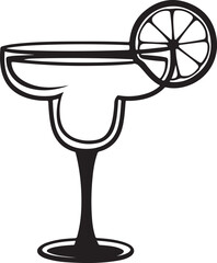 Elegant vector silhouette of a classic margarita glass with a subtle lime garnish perfect for beverage and bar designs