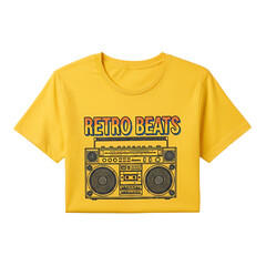 Retro Beats Graphic Tee Shirt Design Featuring a Vintage Boombox Illustration