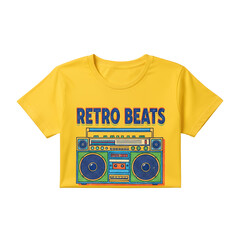 Retro Beats Graphic TShirt Design with Vintage Boombox Illustration for Music Lovers