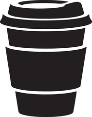 Stylized vector silhouette of a takeaway coffee cup with steam rising perfect for branding and design projects