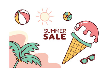 Summer Ice Cream Cone Flyer Template For Sweet Dessert Promotion