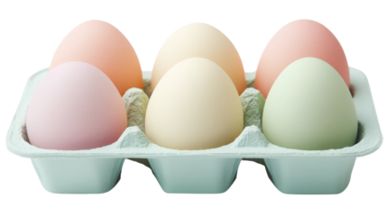 Assorted Pastel Eggs in Carton for Springtime Decor