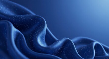 Obraz premium Luxurious cobalt satin waves with elegant raking light, diagonal leading lines, and upper-right negative space for branding; background for fashion, packaging, and lifestyle advertising.