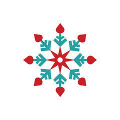 Giant Snowflake Made of Christmas Icons Bells Stars and Stockings Vector illustration.