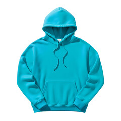 Turquoise Blue Hoodie Mockup Isolated on White Background Apparel Fashion Casual Wear