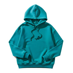 Turquoise Blue Hoodie Sweatshirt Fashion Apparel Casual Wear Isolated Studio Shot