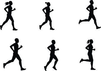 Running silhouette, athletic motion, human movement, jogging pose, fitness icon, sports action, black figure, exercise form