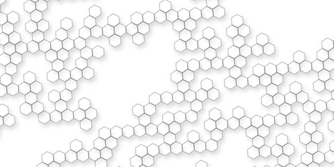Futuristic abstract honeycomb mosaic white geometric abstract hexagon background, abstract technology background with hexagon geometric shapes, white hexagonal geometric pattern creating surface.
