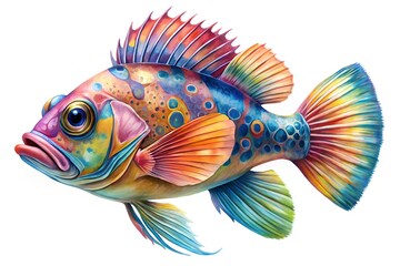Fototapeta premium Vibrant and Colorful Tropical Fish Illustration with Detailed Fins and Scales