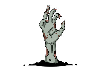 Decaying Zombie Hand Emerging from Grave.
