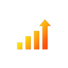 Bar chart with upward trending arrow isolated on transparent background