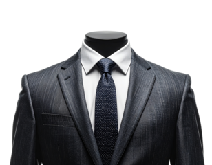 Firefly_Background- transparent white. Photo of a suit and tie with no head, without a face.