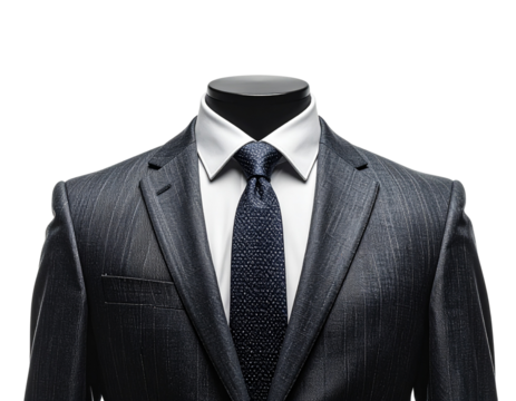 Firefly_Background- transparent white. Photo of a suit and tie with no head, without a face.