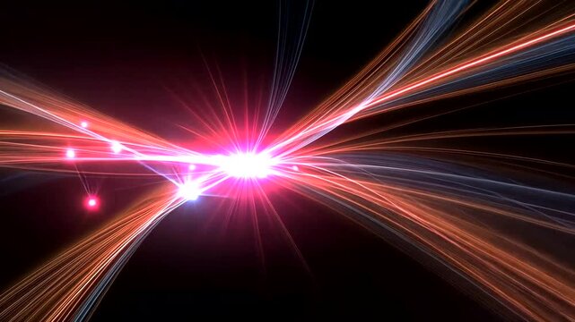 Light streaks flowing in black void for data or scientific applications