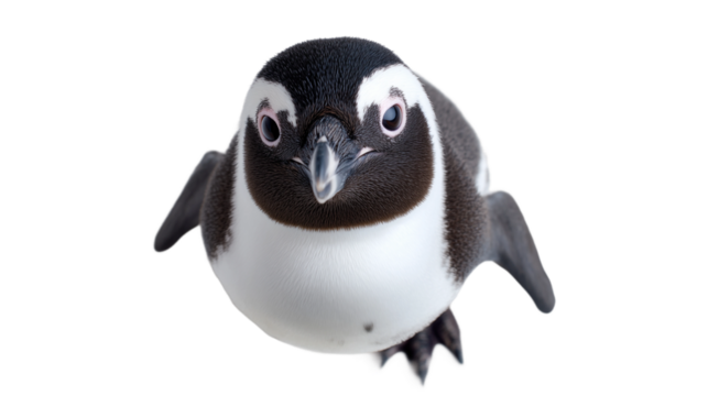 Cute Penguin Portrait on White Background