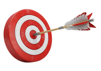 Arrow hitting the center of the target for successful business aim