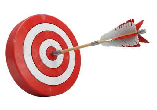 Arrow hitting the center of the target for successful business aim