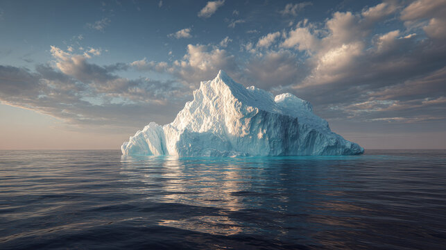 Large iceberg drifting in the open sea under blue sky - Powered by Adobe